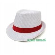 Chapéu Trickster Branco c/ Fita Vermelha